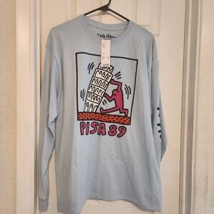 Urban Outfitters Light Blue Graphic Long Sleeve Tee